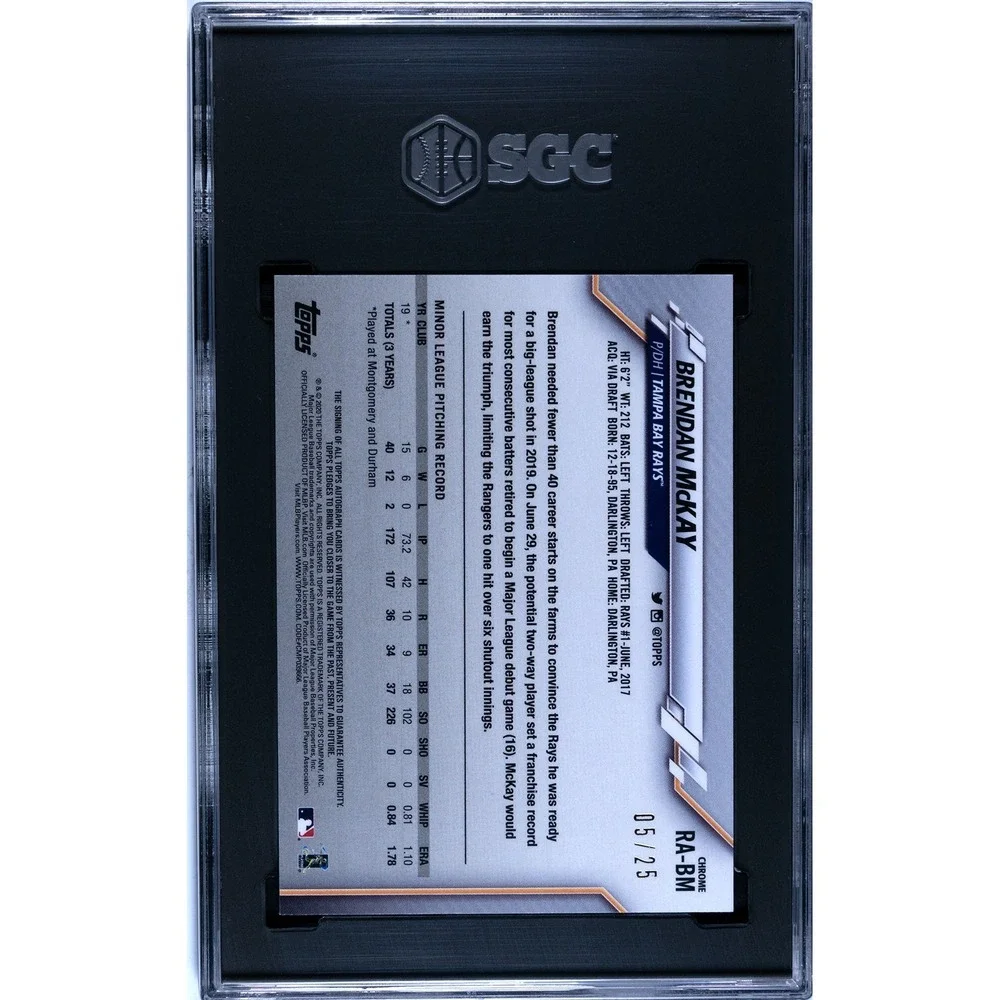 2020 Topps Chrome - RC Auto Brendan McKay #RA-BM Orange Wave Refractor SGC 9 MT